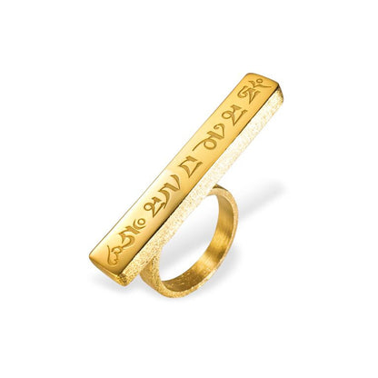 Mantra Engraved Knuckle Ring - gold