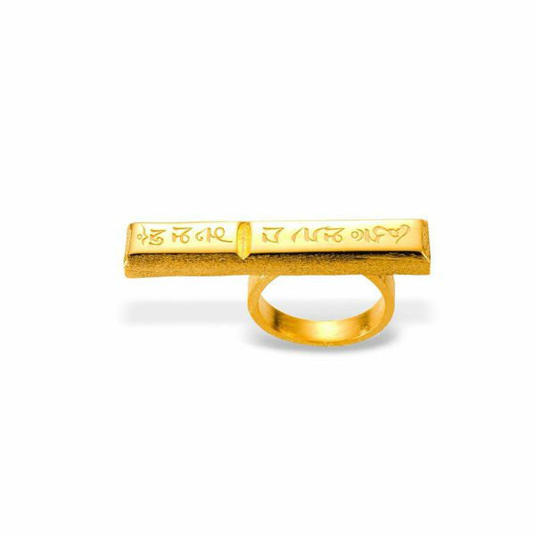 Mantra Long Knuckle Ring with Edge - gold