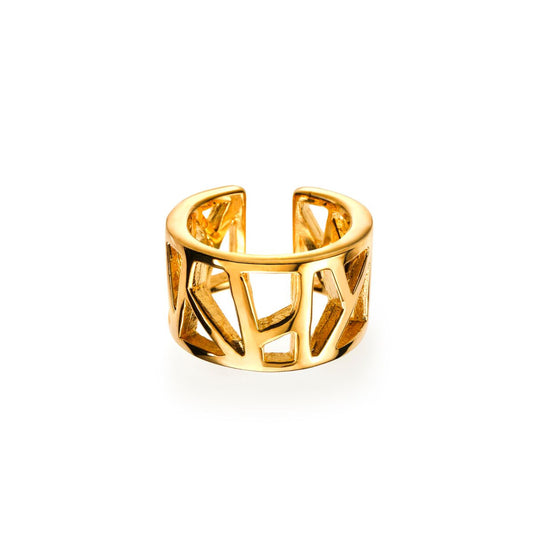Lattice Open Unisex Ring - gold