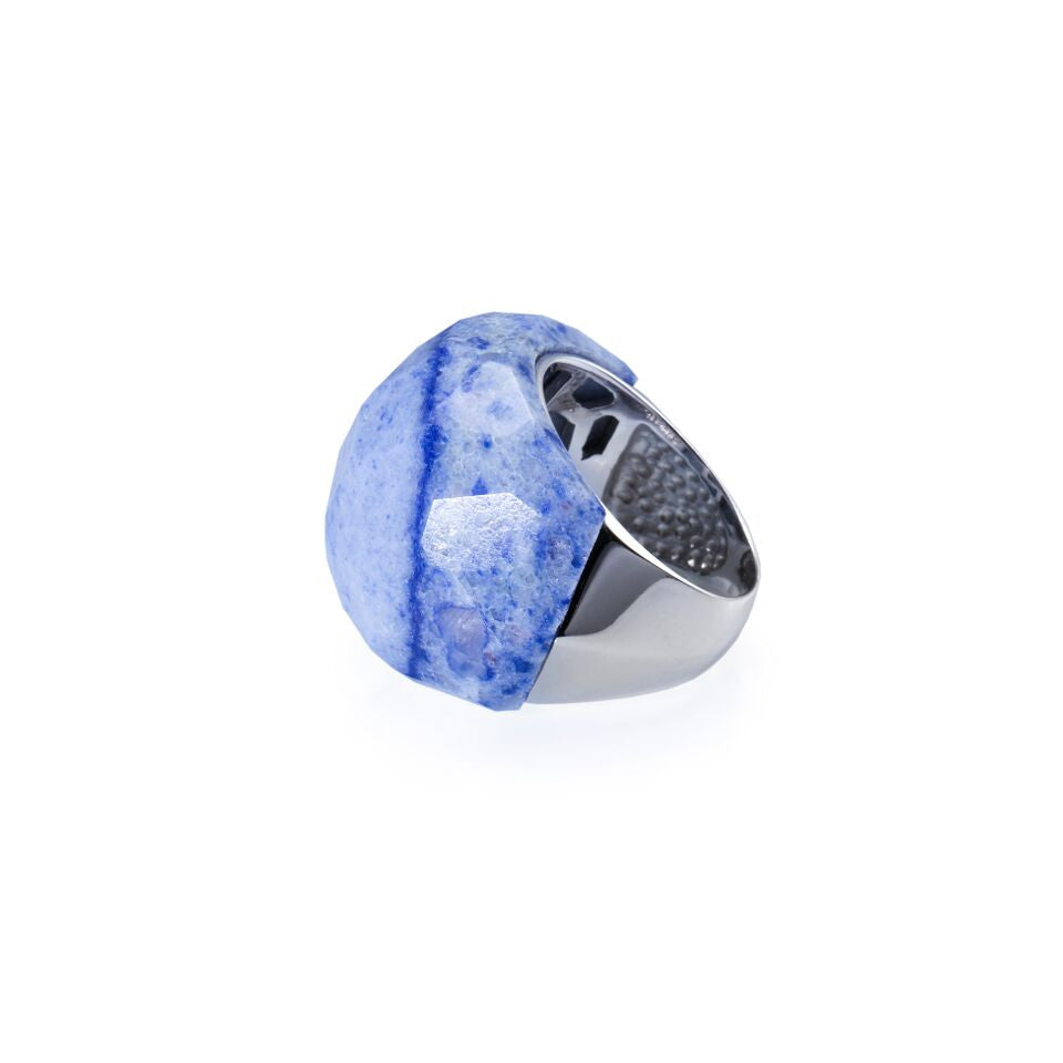 Lattice Round Cocktail Ring with blue quartz