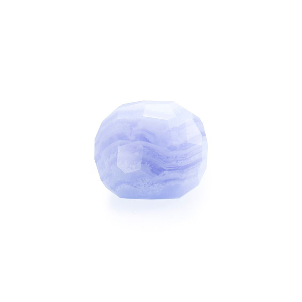 Lattice Round Cocktail Ring with blue lace agate