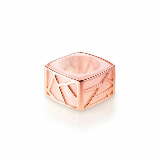 Lattice Square Cocktail Ring - rose quartz