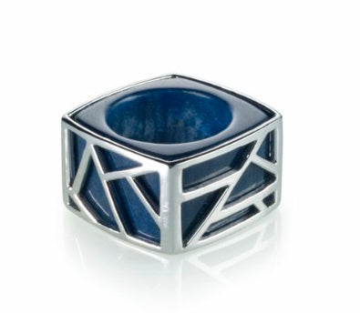 Lattice Square Cocktail Ring - blue quartz