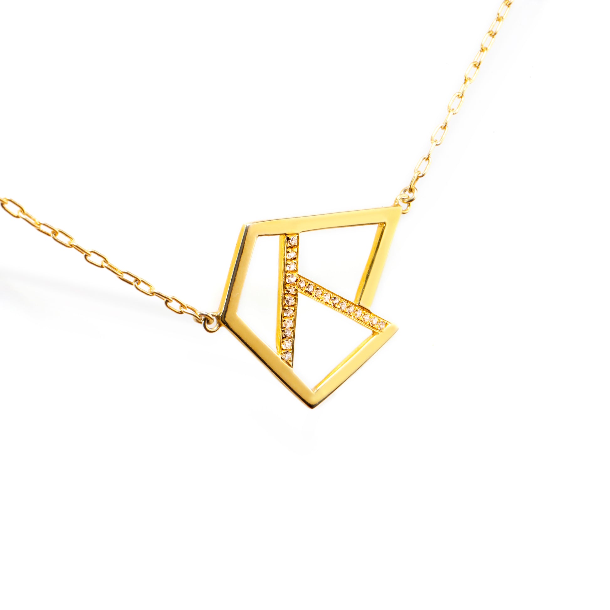 Jennie Lattice Triple Necklace with White Sapphires gold plate