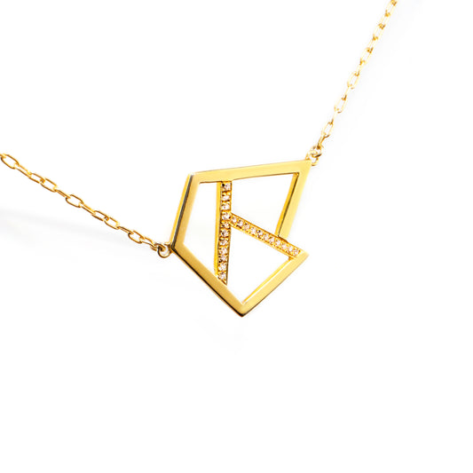 Jennie Lattice Triple Necklace with White Sapphires gold plate