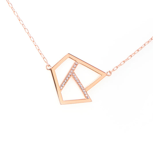 Jennie Lattice Triple Necklace with White Sapphires rose gold plate